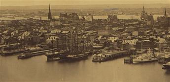 JOSHUA H. BEAL (active 1860s-1870s) Beals Panoramic View of New York. A monumental 5-part panorama from the Brooklyn Bridge Tower de